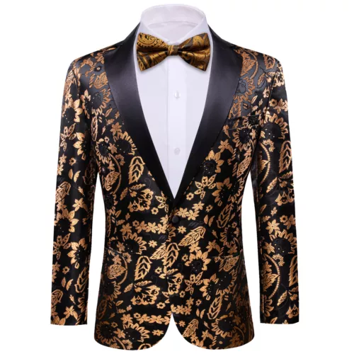 Para Hombres Floral Esmoquin Cena Chaqueta Calce Regular Chal Solapa Paisley Baile de graduación Fiesta Traje - Imagen 36 de 236