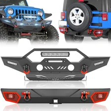 Front /Rear Bumper For 2007-2018 Jeep Wrangler JK JKU With LED Lights + D-rings