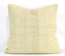 Decorative Turkish Beige Kilim Pillow Cover 24" Beige Vintage Large Kilim Pillow