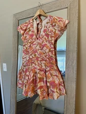 Love The Label Pink And Orange Floral Ruffle Mini Dress Size Small