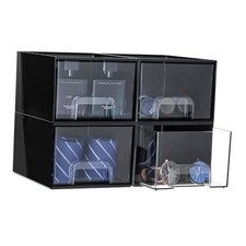 Black Small Stackable Storage Drawers, Cologne Organizer for 4pack-Black