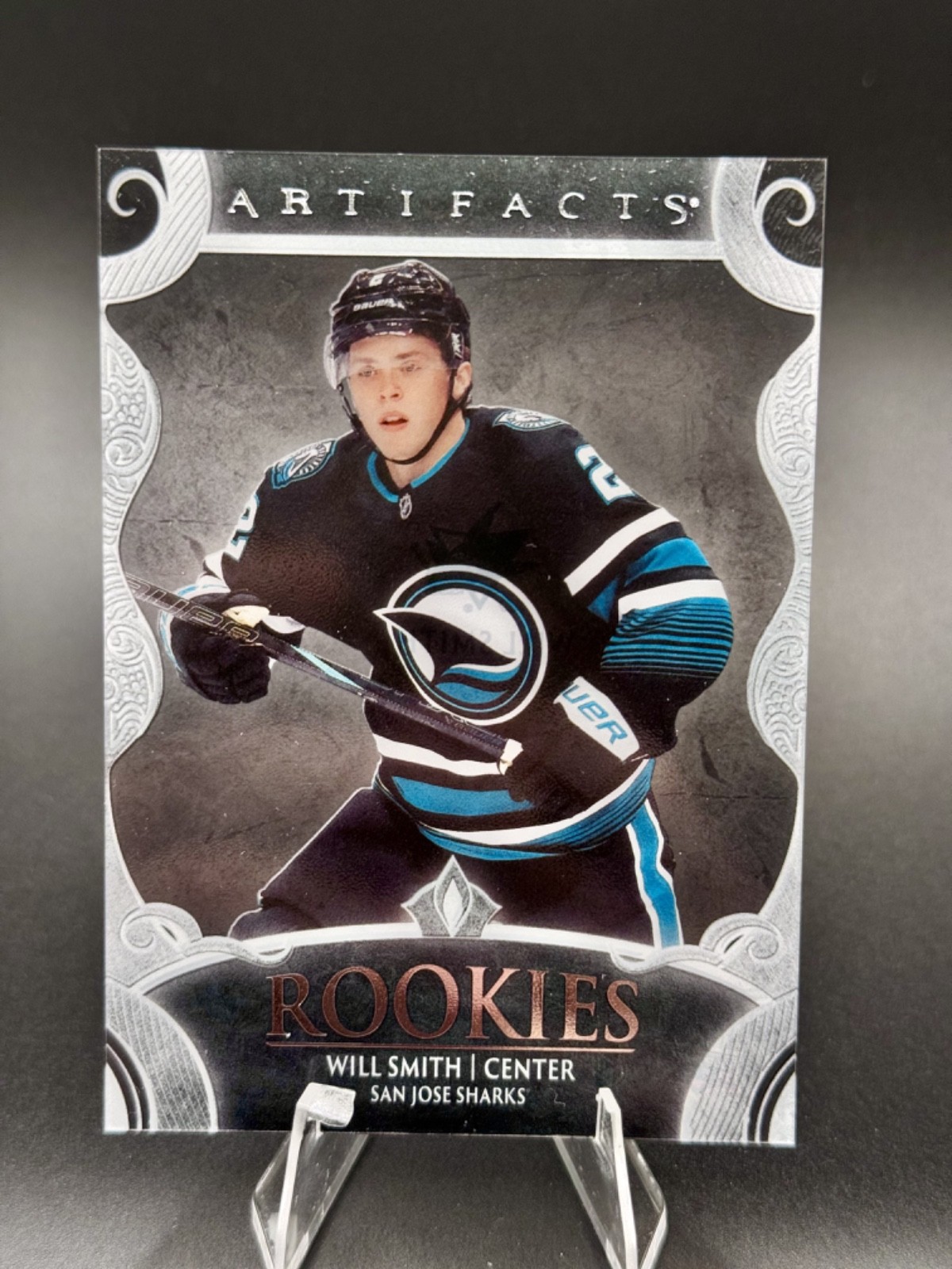 2025-26 UD Artifacts Clear Cut Rookie Acetate SSP #233 WILL SMITH Sharks RC