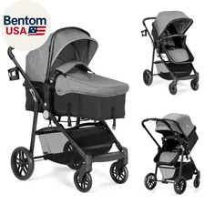 Baby Stroller, 2 in 1 Convertible Carriage Bassinet to Stroller, Pushchair with