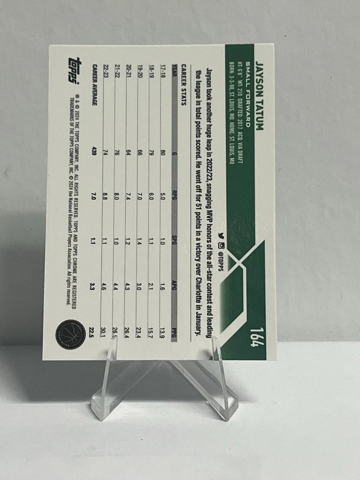 🔥🔥2023-24 Topps Chrome Sapphire Cracked Ice - Jayson Tatum #164🔥🔥 - Image 2 of 2