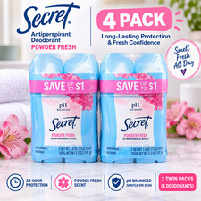 Secret Powder Fresh 24HR Invisible Solid Antiperspirant Deodorant 2.6 oz -4 Pack