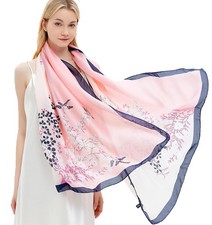 Silk Scarf Fashion Long Satin Lightweight Large Shawl Wrap Printed 70x35 Inch