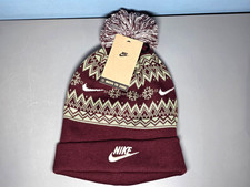 Nike Peak Fair Isle Beanie Curgundy Crush Adult Winter Hat -New with Tags