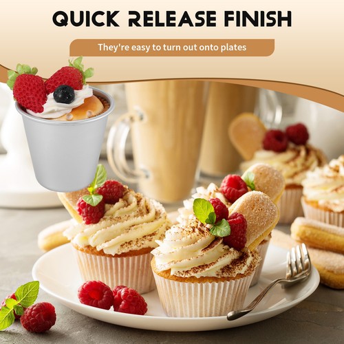 Okeeyseda 6 PièCes Aluminium Dariol Mouler Tasse de Cuisson Dariole Pudding Dessert CrèMe Moules Rond AntiadhéSif Oeuf Moule Le Moule Ustensiles de Cuisson