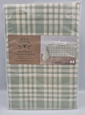 Bee & Willow Check Pattern Laminate Tablecloth Resists Stains EZ Clean 52  X 70 