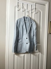 JCREW Thompson Linen Blazer Suit Jacket Blazer 42 Two-Button Mens Summer Blue