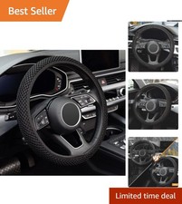 Universal 15 Inch Black Microfiber Steering Wheel Cover - All-season Comfort Universal 15 Inch Black Microfiber Steering Wheel Cover - All-season Comfort