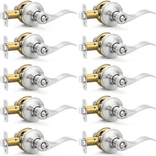 10 Pack Brushed Nickel Door Handles Privacy Door Levers, Heavy Duty Bed and Bath