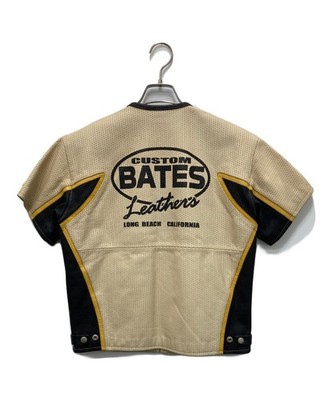 BATES Half Sleeve Punched Leather Jacket Size: L Men Beige | eBay
