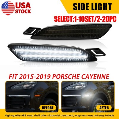 2-20X RH LH White LED Side Marker Lights For Porsche Cayenne 15-2019 Smoked Lens