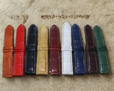 Handmade Croc Leather Belly Skin Watch Strap Band, 18mm–24mm Sizes Available