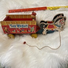 Fisher Price  Toy Wagon  131 Wooden Pull Toy Horses Circus Vintage 1950s