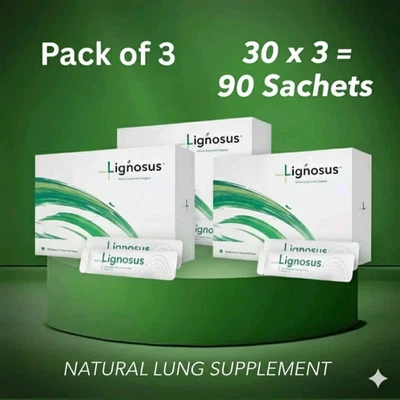 HEALTH PLUS 3 x Box Lignosus | Best Natural Respiratory Health Supplement - 30 Sachet Box