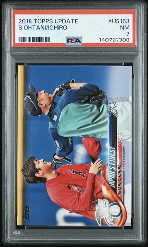 2018 TOPPS UPDATE #US153 ICHIRO/SHOHEI OHTANI ROOKIE RC PSA 7