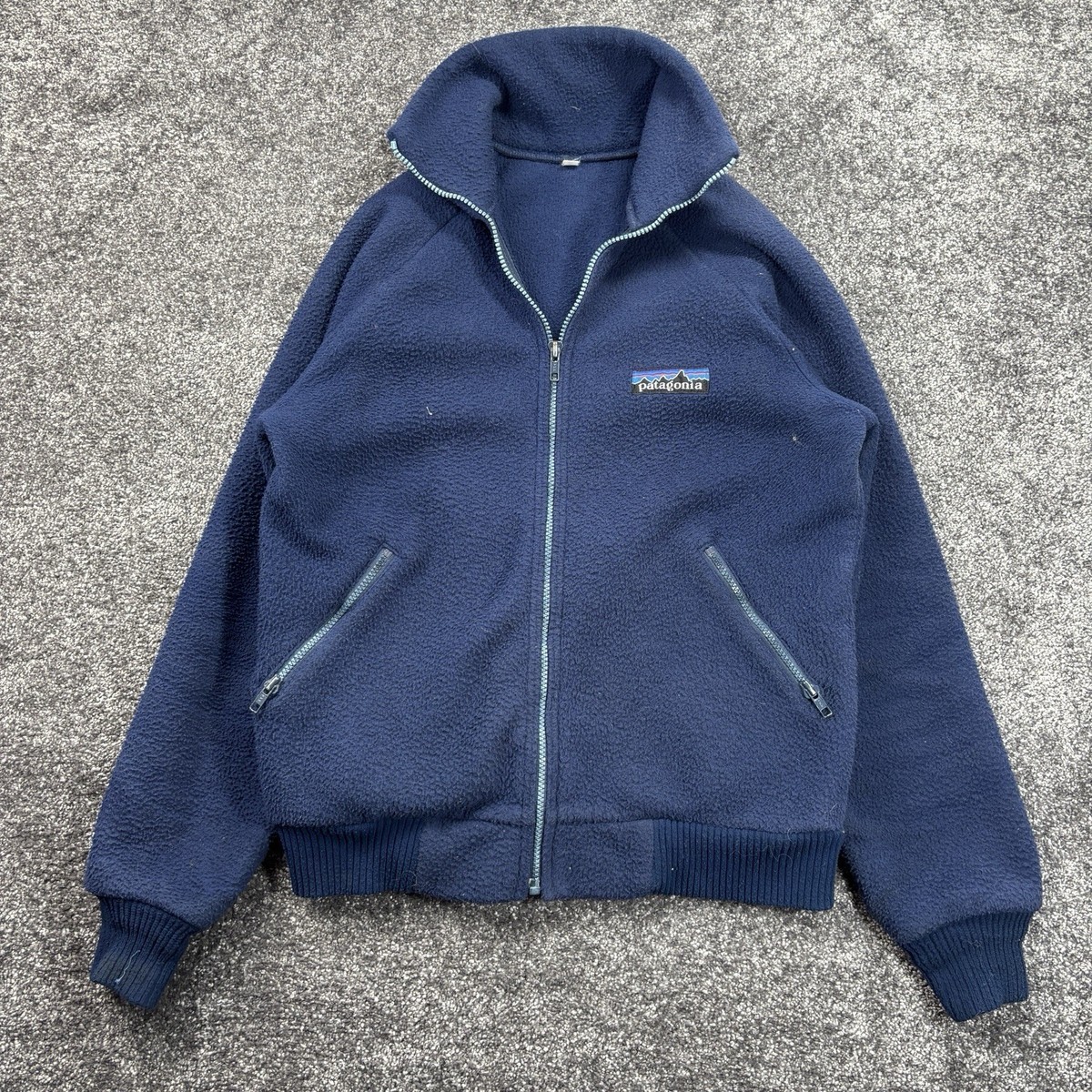 Vintage 70s 80s Patagonia Fleece Jacket Mens Medium Blue Full Zip