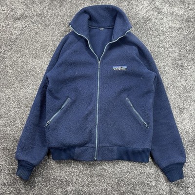 Vintage 70s 80s Patagonia Fleece Jacket Mens Medium Blue Full Zip