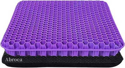 Gel Seat Cushion for Long Sitting, Double Thick Office Desk Large, Purple 
