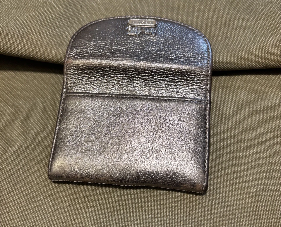 Cartera Coach de cuero suave dorado/plateado Madison con solapa a presión para monedas tarjeta de identificación Foto 4 de 4