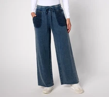 Peace Love World Petite French Terry and Crochet Pant Faded Midnight XS Used