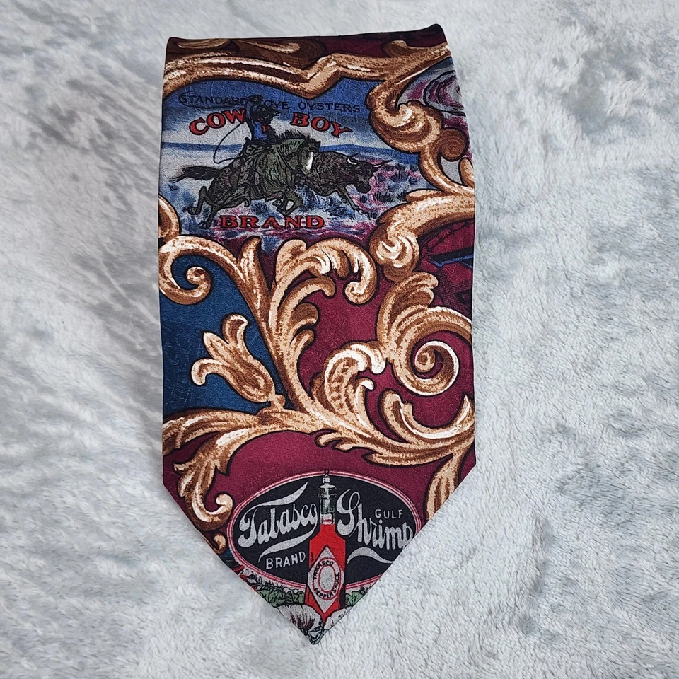 Corbata Tabasco De Colección Para Hombres Marca Vaquero Western Ranch Salsa Caliente Seda Hecha en EE. UU. Foto 2 de 4