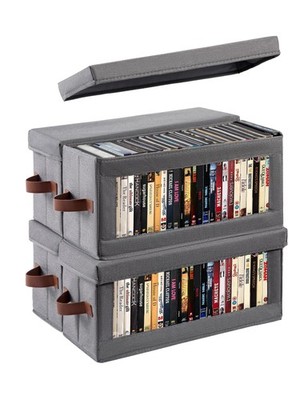 4 Pack DVD Storage Box with Visible Window, Dustproof CD/DVD Case Holder Orga...