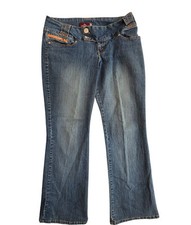 Vtg Jordache Women's Lo-Rise Denim Jeans 13/14 Straight Wide Med Wash 90's Y2K