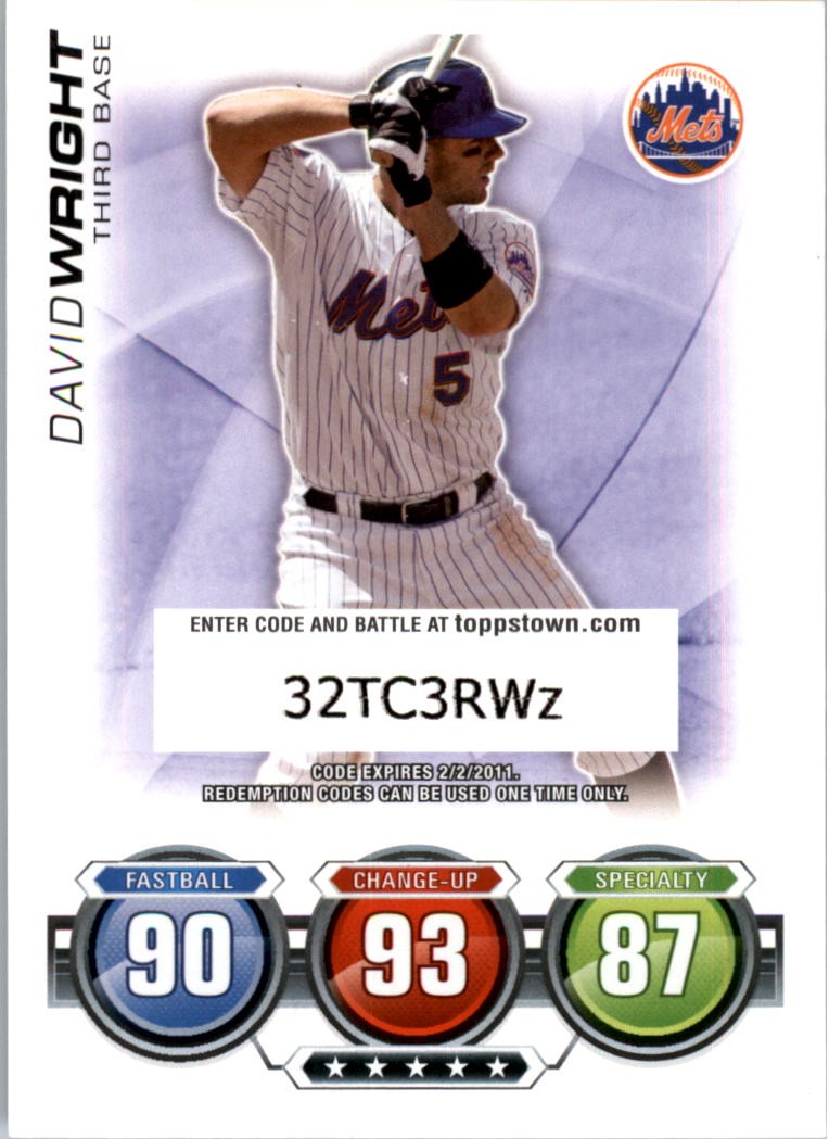 2010 Topps Attax Code Cards #30 David Wright - BB