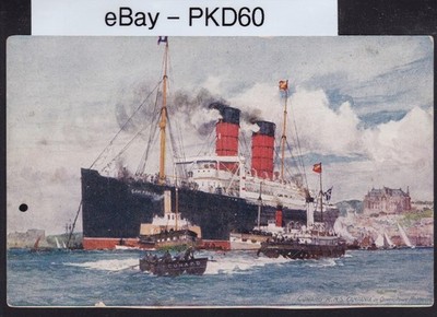 RMS CAMPANIA CUNARD LINE COLOR ART POSTCARD UNUSED