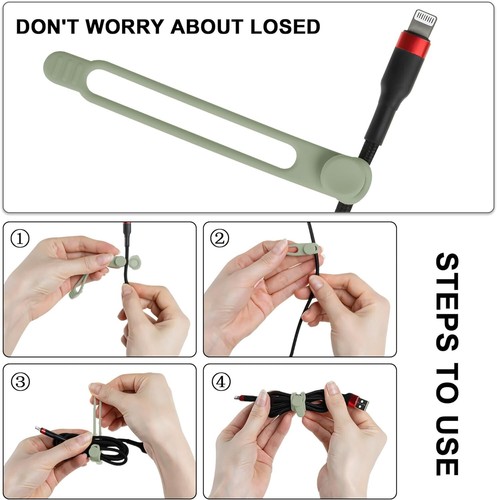 30Pcs Silicone Cable Ties for Bundling Earphone, Phone Charger, Computer Cords - Picture 3 of 11