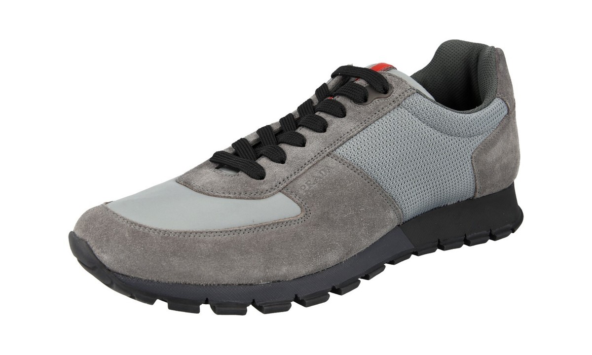 【PRADA】 最新作★MESH スニーカー PRADA MATCHRACE SNEAKERS SHOES 4E2700 GREY RED STRIPE MESH