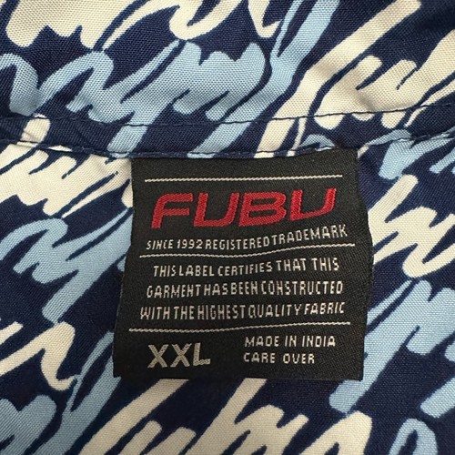 Vintage Fubu Shirt Mens XXL Blue All Over Print Button Up 90s Streetwear Y2K - Picture 10 of 16
