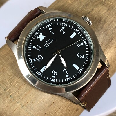 Elevon Watch Elevon Men Black Dial Brown 41mm Leather Strap