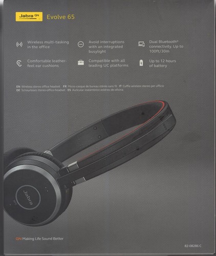 Jabra Evolve 65 SE Mono Wireless Headset | Noise-Cancelling Microphone - Black - Picture 2 of 2