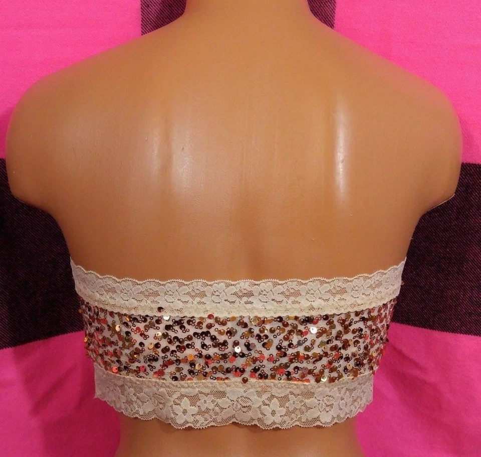 Bandeau de línea larga con lentejuelas doradas La Senza (usar sobre un sujetador o solo) mediano nuevo con etiquetas Foto 4 de 4