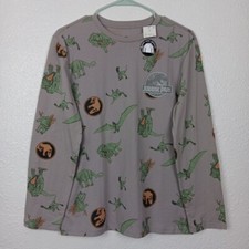Jurassic Park Top Boys XL Gray Dinosaurs Graphics Long Sleeve T-shirt NWT
