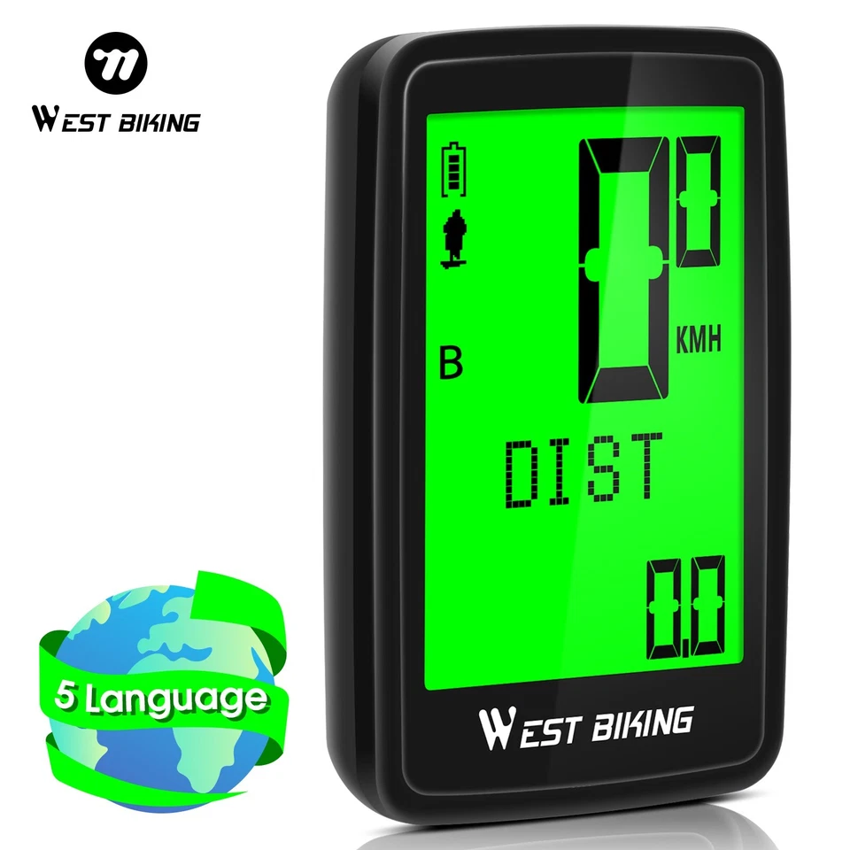 WEST BIKING USB Rechargeable Waterproof Wireless Bike Computer Speedo Odometer - Image 2 of 4