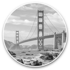2 x Vinyl Stickers 15cm (bw) - Golden Gate Bridge San Francisco  #42961