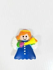 Christmas Angel Trumpet Acrylic Pin Blue Yellow Green