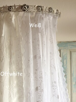 Gardinen Schal NEW BIRD OFFWHITE Bestickt 130x250 cm Shabby Vintage Landhaus 