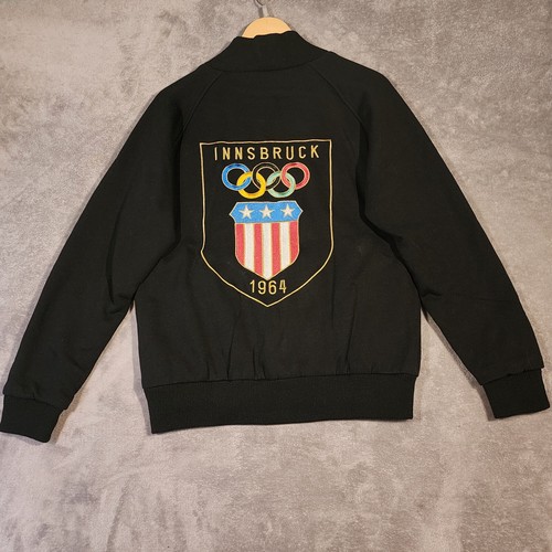 Olympic Coat Mens Small Black Full Zip 1964 Innsbruck Logo Museum Collection - Picture 4 of 22