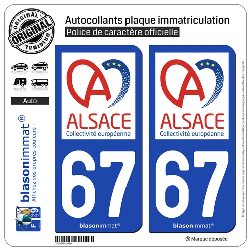 2 stickers sticker license plate 67 Alsace European Community