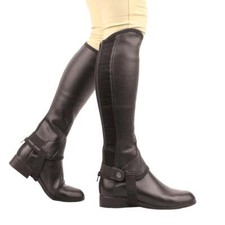 Image of Saxon Equileather Horse Riding Adults Equestrian Half Chaps - Black