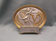 oval plate victory torch resin award trophy PDU small 6"