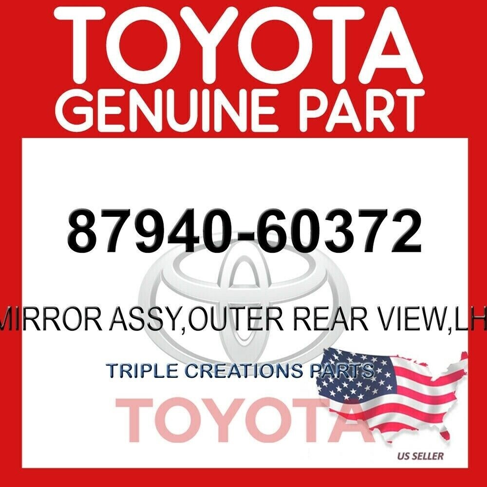 87940-60372 GENUINE OEM TOYOTA MIRROR ASSY,OUTER REAR VIEW,LH 
