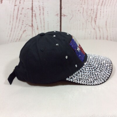 Rhinestone Bling Patriotic Baseball Cap Womens Hat Flag 