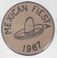 1967, MEXICAN FIESTA, G.W. Club, Mardi Gras, New Orleans Louisiana Wooden Nickel